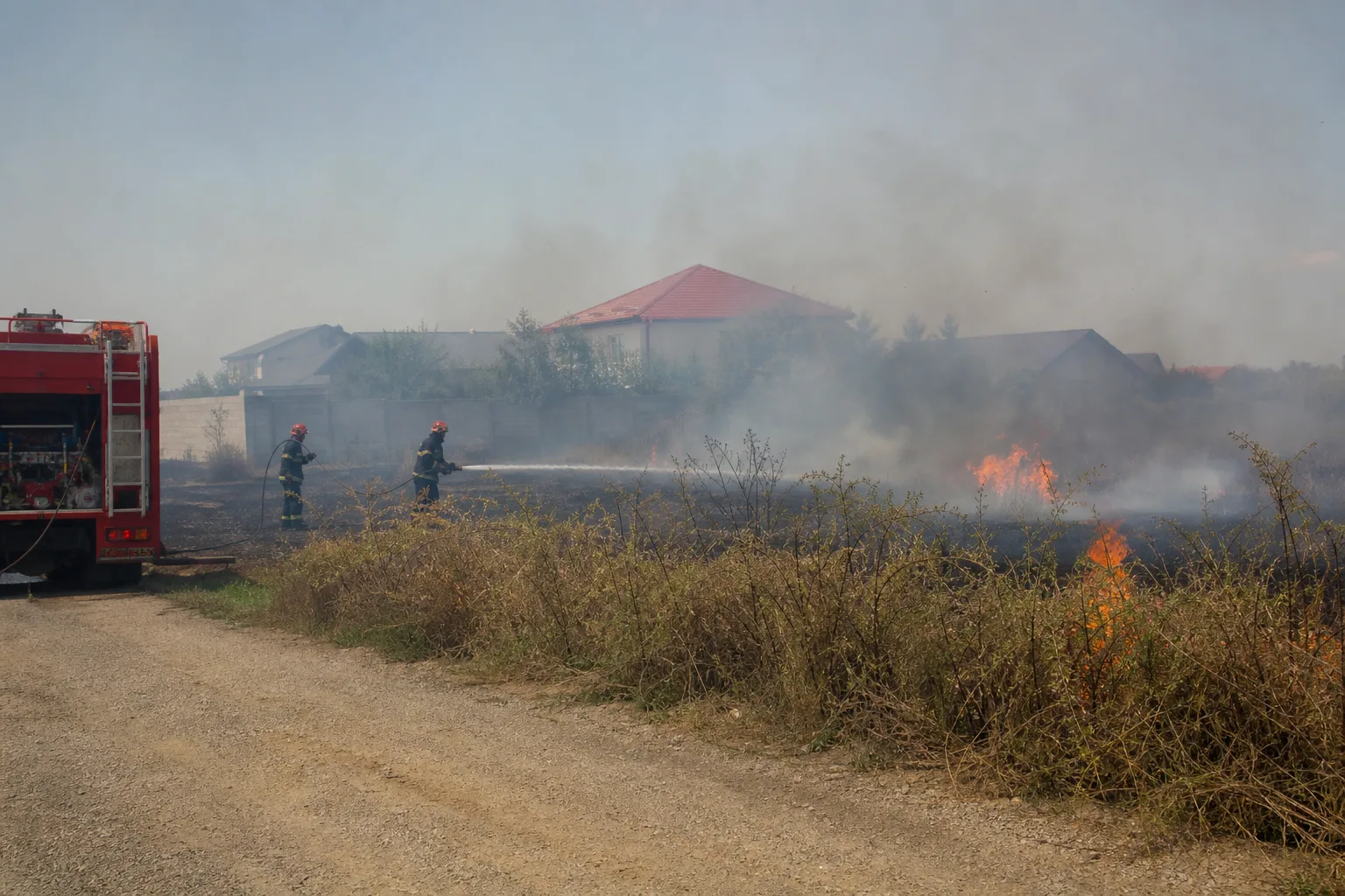 1 Decembrie: vegetație uscată în flăcări pe 5.000 mp, cinci autospeciale la fața locului