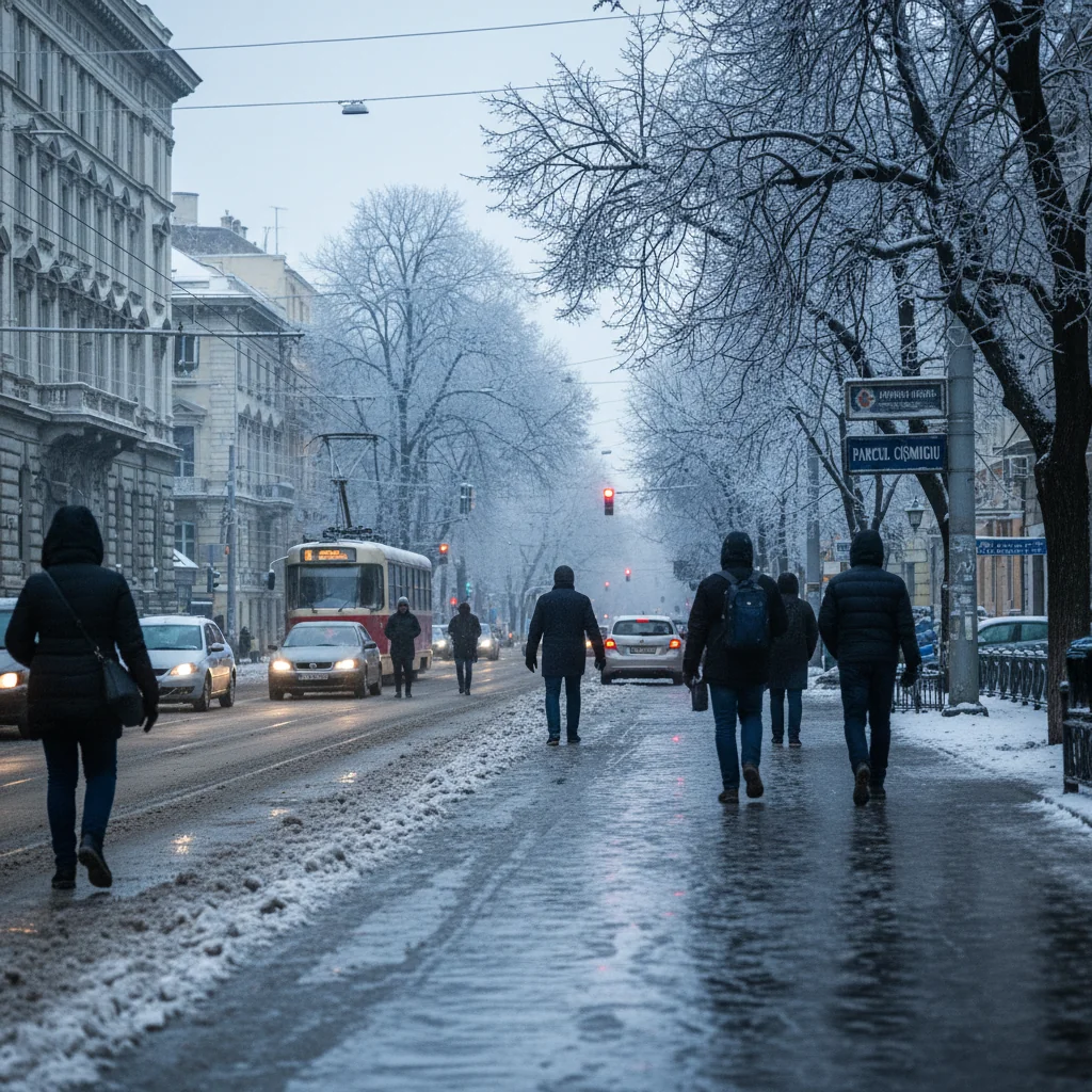 Vreme de iarnă în București: cod galben de ger și risc de polei pe 22 ianuarie