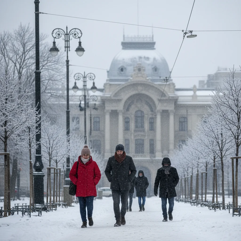 Vreme deosebit de rece în București, cu temperaturi negative pe tot parcursul zilei